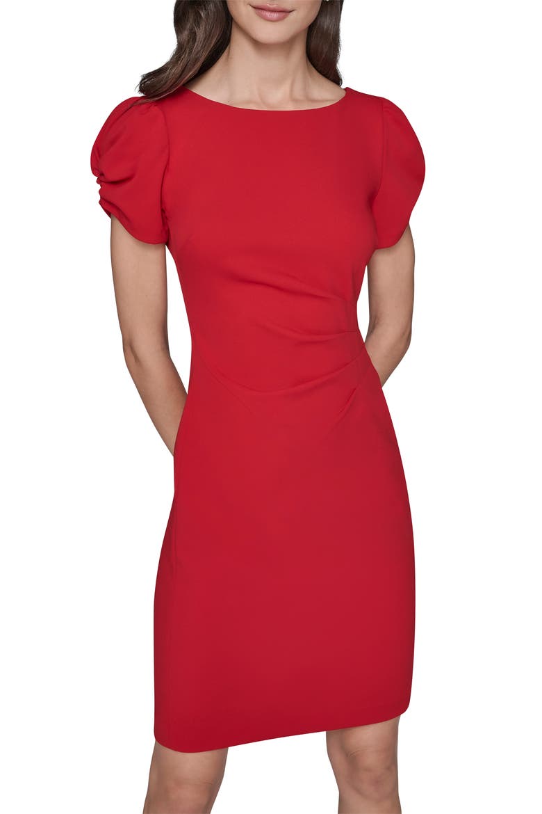 Short Sleeve Crepe Sheath Dress, Alternate, color, ADMIRAL RED
