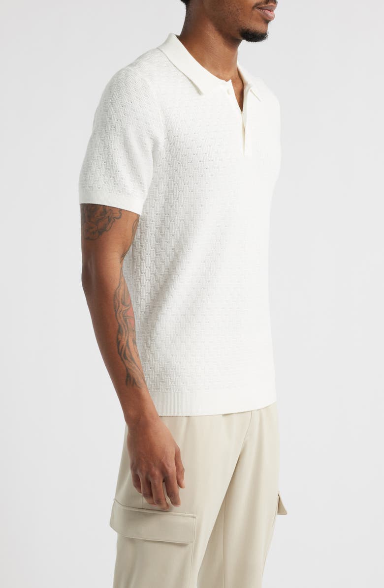 Open Edit Texture Polo Sweater, Alternate, color, White