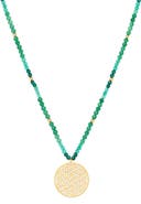 Seven Saints Flower of Life Necklace for Joy & Prosperity with Green Aventurine, Spinel & Chrysoprase in 18K Gold