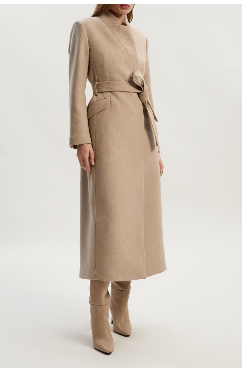 Karen Millen Wool Notch Neck Tailored Maxi Coat, Alternate, color,