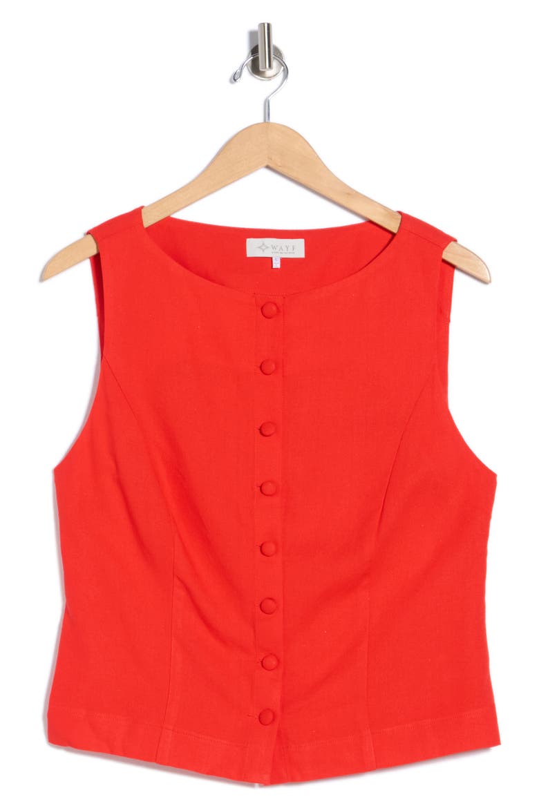 Linen Blend Vest Top, Alternate, color, RED