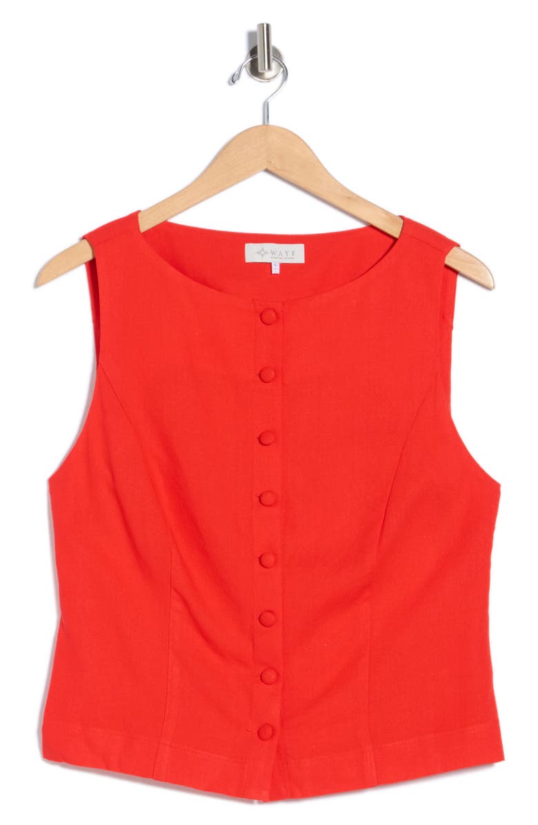 WAYF Linen Blend Vest Top, Main, color, Red
