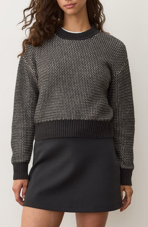Marine Layer Robin Texture Crewneck Crop Sweater In Black