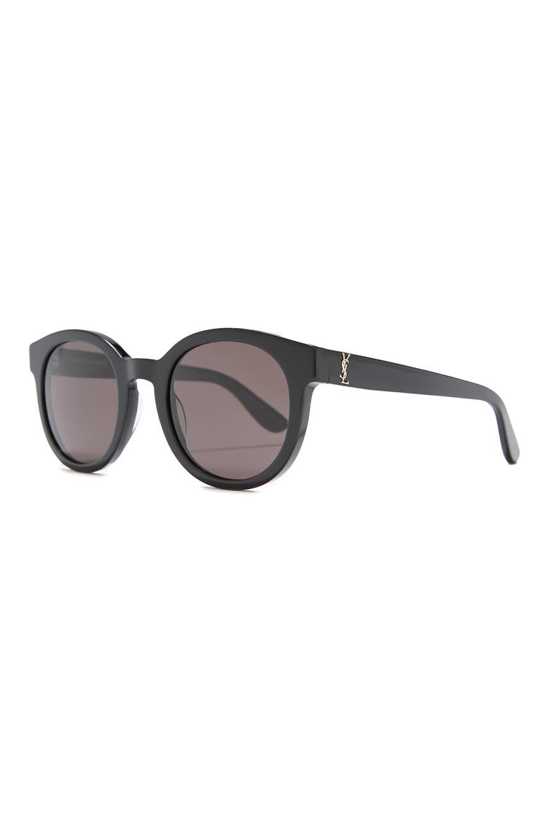 51mm Modified Round Sunglasses, Alternate, color, BLACK BLACK BLACK