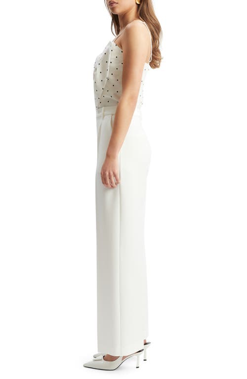 Bardot Vieda Bow Front Camisole In White Black Spot