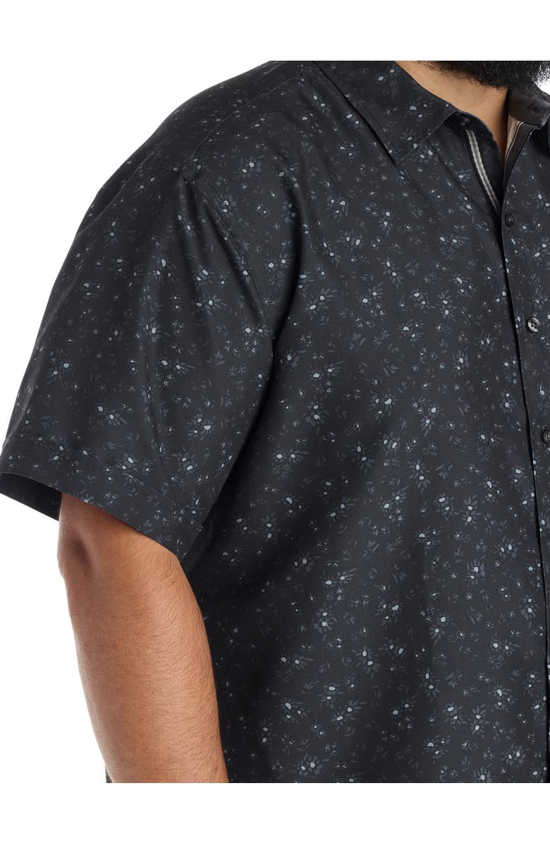 Synrgy by DXL Big & Tall Microfiber Floral Sport Shirt, Alternate, color, Black