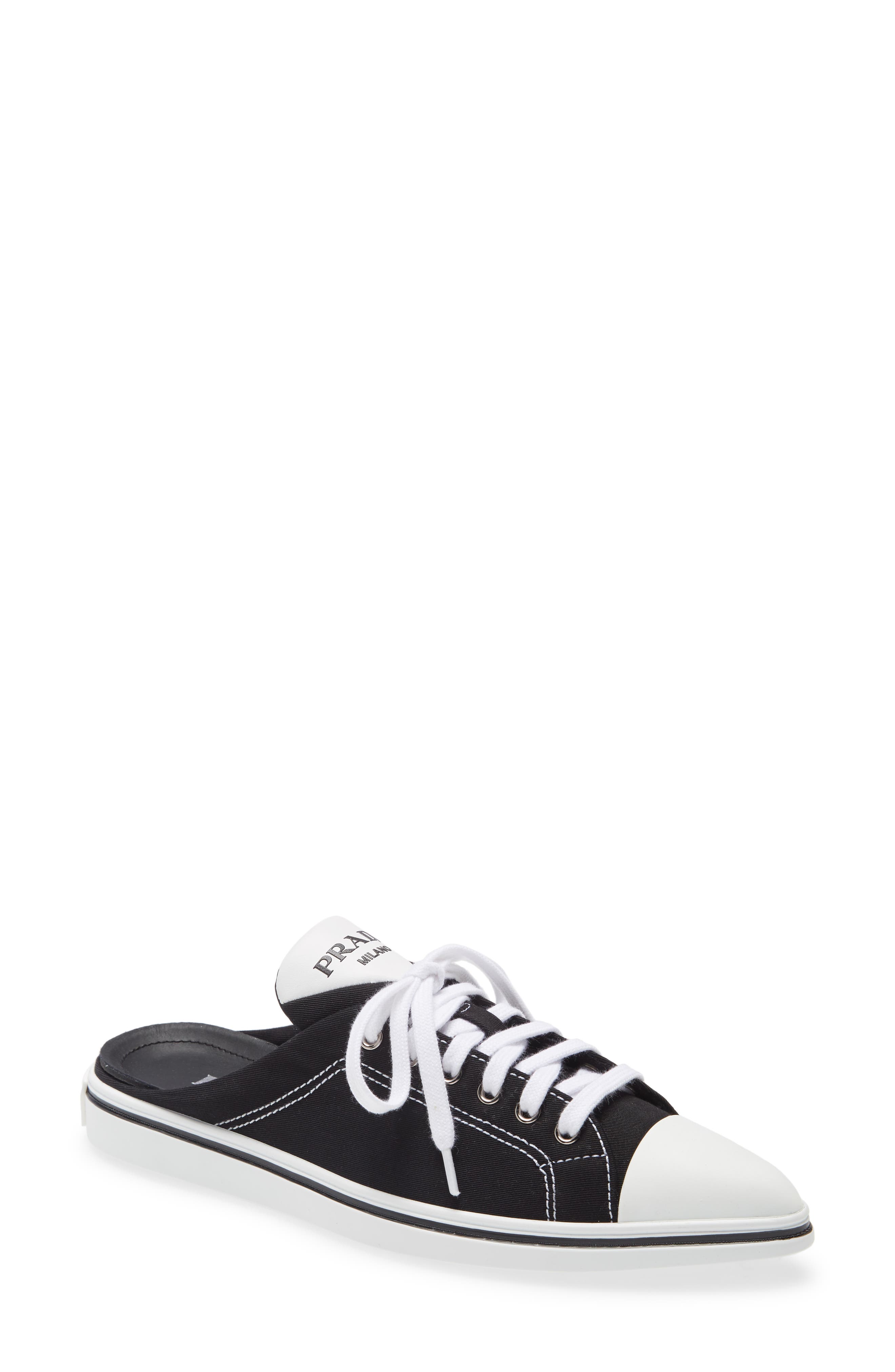 Prada Pointed Toe Sneaker Mule, Main, color, 