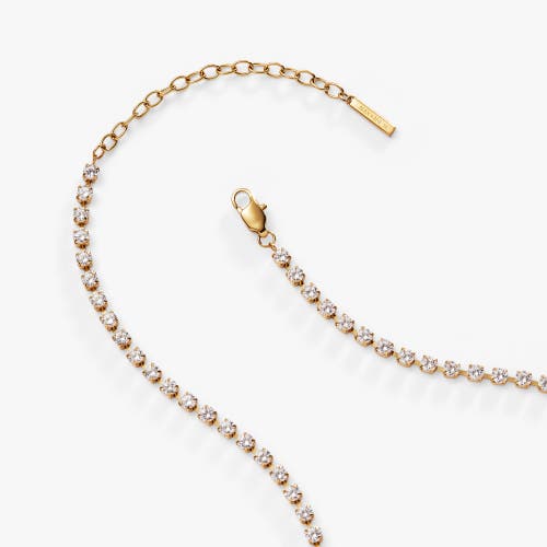 Alex And Ani Crystal Tennis Chain  Necklace In Gold