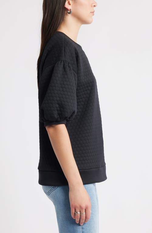 Caslonr Caslon(r) Jacquard Puff Sleeve Sweatshirt In Black