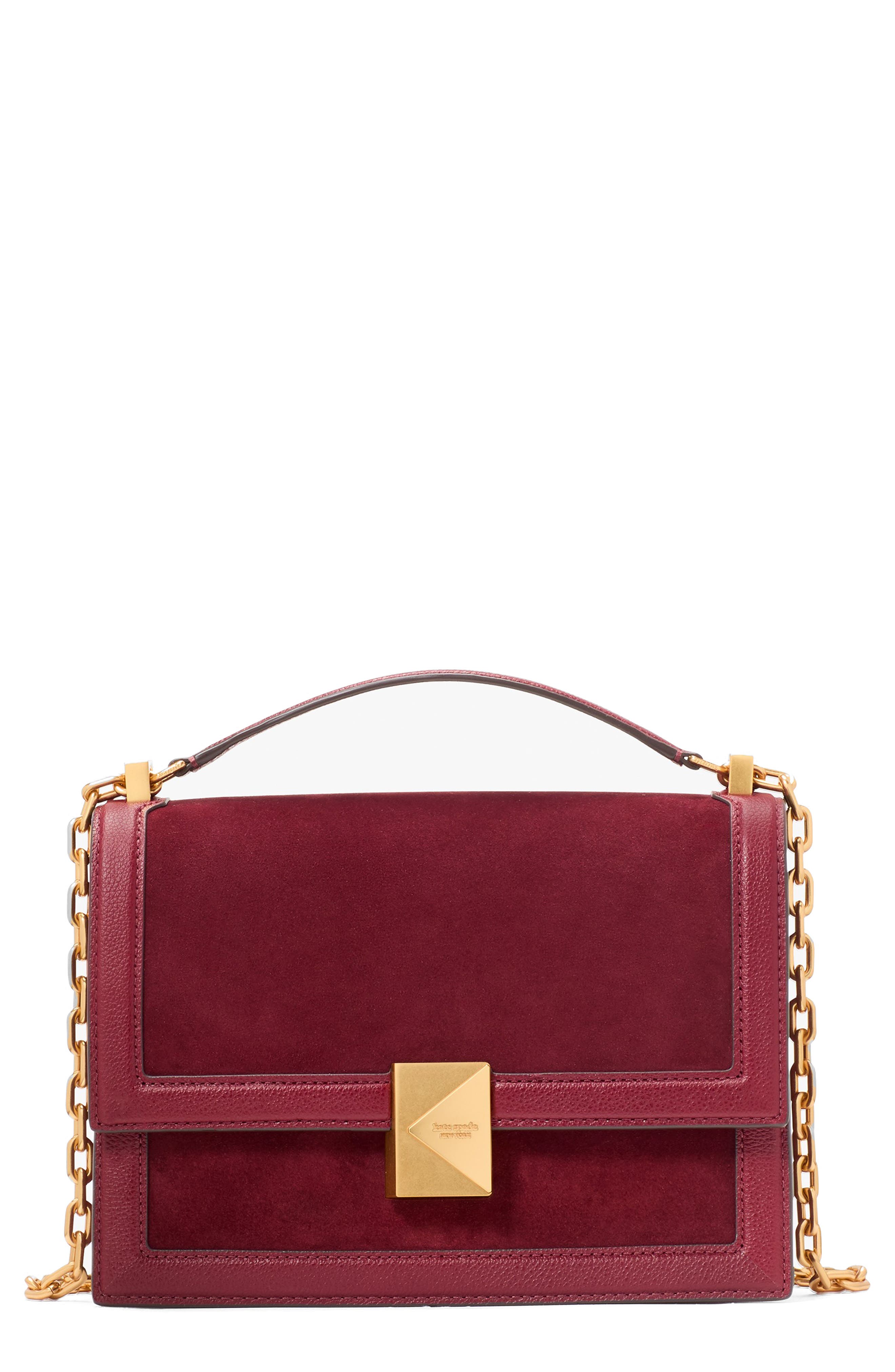 Kate Spade New York deco pebbled leather and suede convertible crossbody bag, Main, color, 