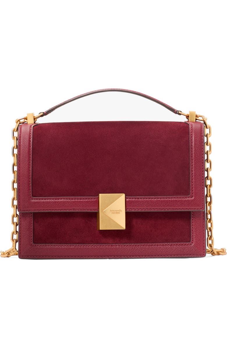 Kate Spade New York deco pebbled leather and suede convertible crossbody bag, Main, color,