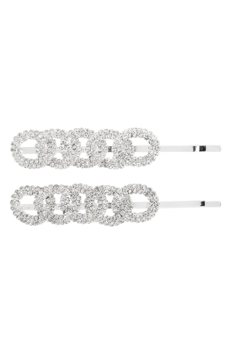 NATASHA 2-Pack Crystal Circle Bobby Pins, Main, color, 