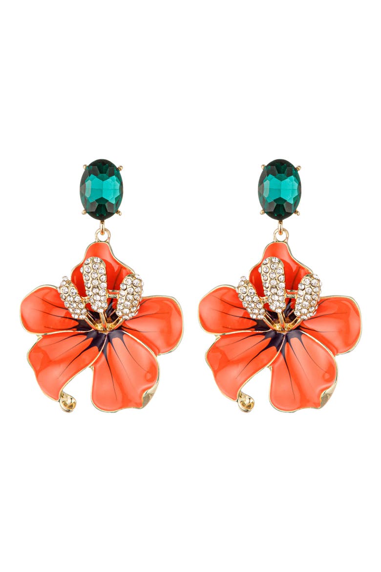 Isabella Floral Drop Earrings, Main, color, RED