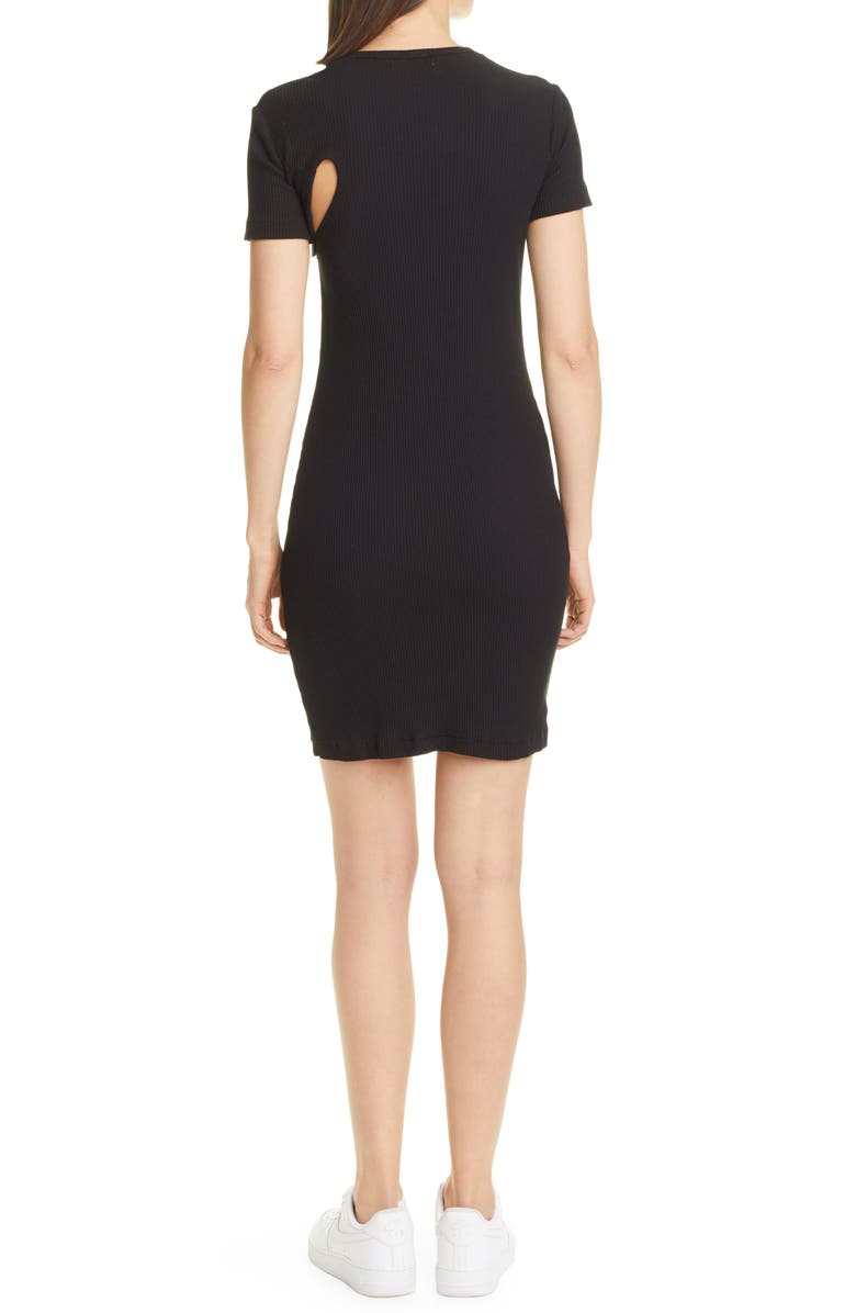 John Elliott Asymmetrical Neck Cotton Rib Minidress, Alternate, color,