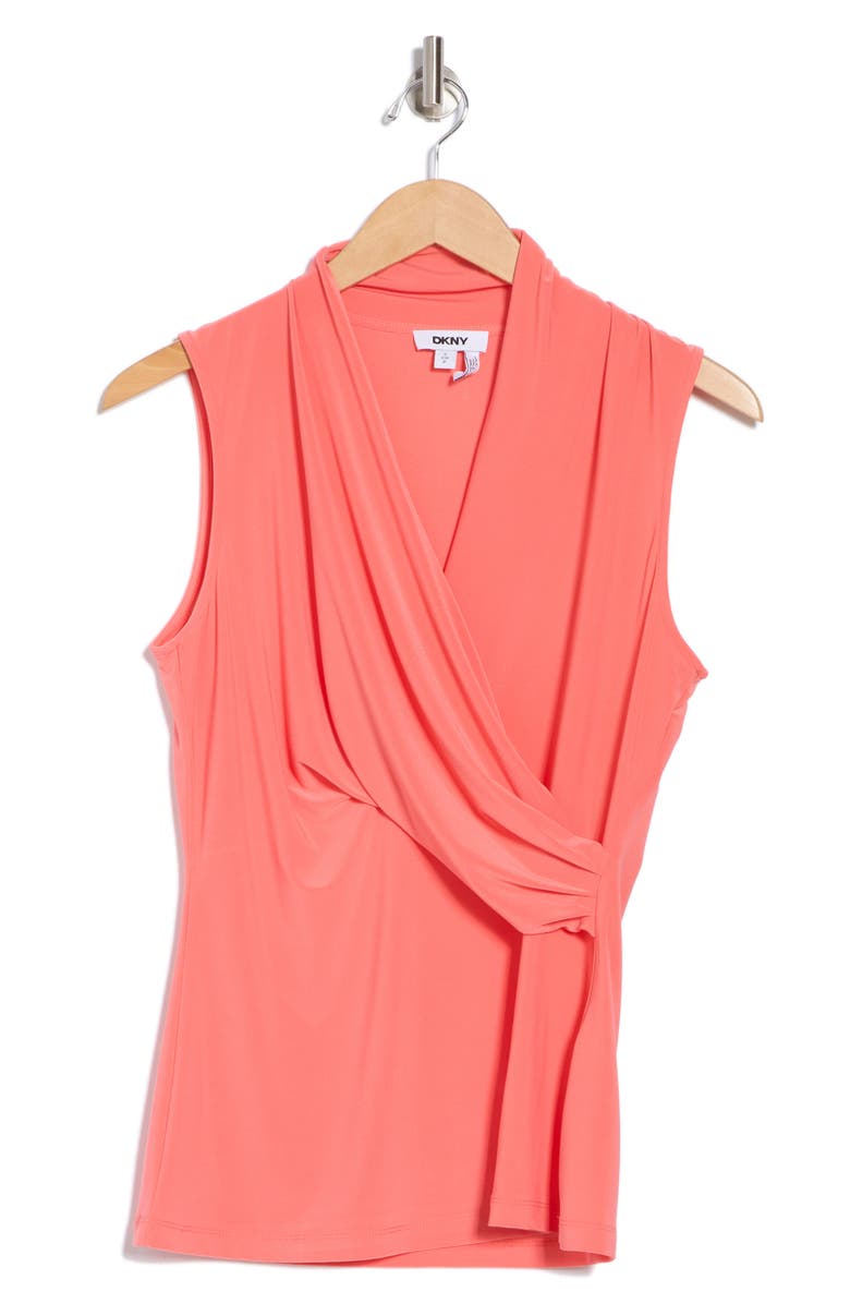 DKNY Sleeveless Ruched Knit Top, Alternate, color,