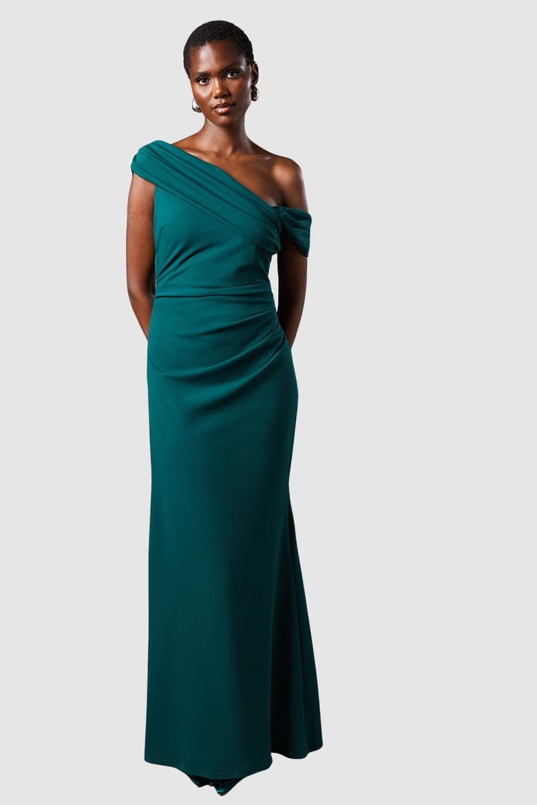 Asymmetrical Neck Maxi Dress, Main, color, Emerald