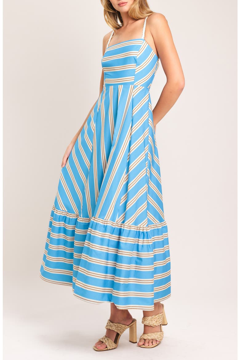 Directional Stripe Cotton Midi Dress, Alternate, color, LIGHT BLUE