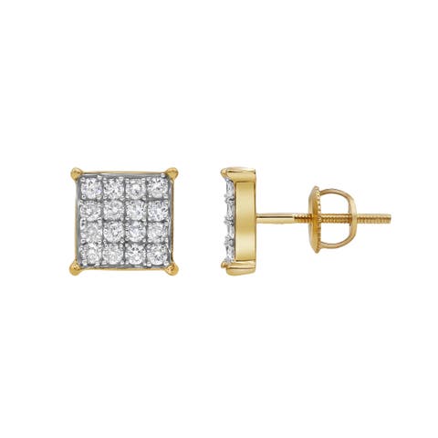 Square Prism 14K Yellow Gold Diamond Earrings - 0.43ct.