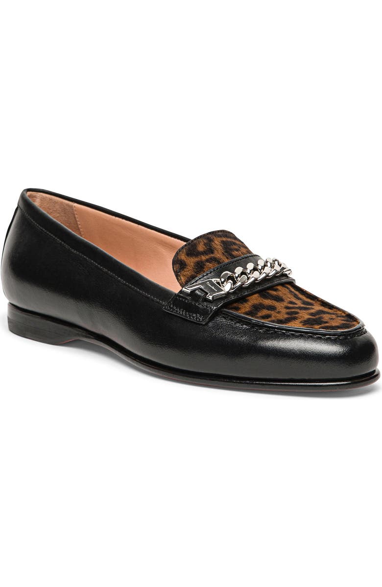 Santoni Women's Leather and Calf Hair Andrea Loafer, Main, color,