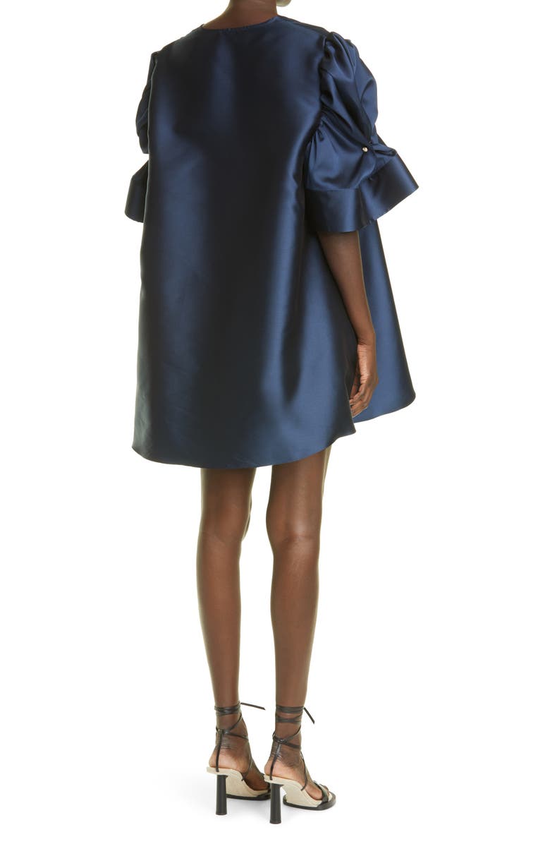 Kimberly Goldson Paisley Ruffle Sleeve Satin Shift Dress, Alternate, color, 