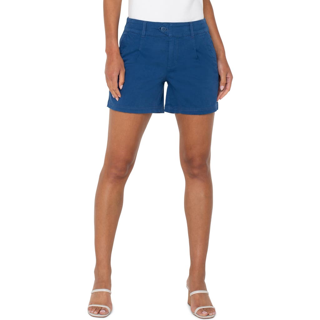Liverpool Los Angeles Pleated Trouser Shorts In Goddess Blue