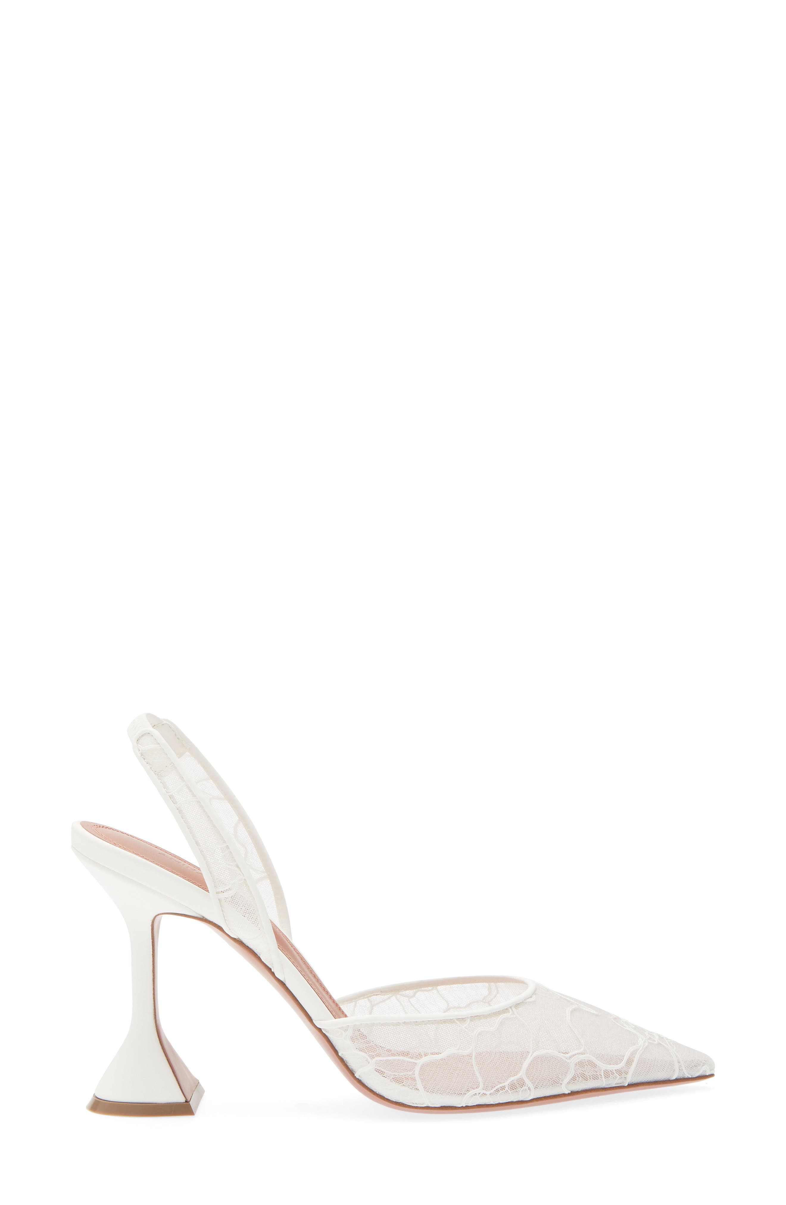 Amina Muaddi Holli Lace Slingback Pump, Alternate, color, Ivory
