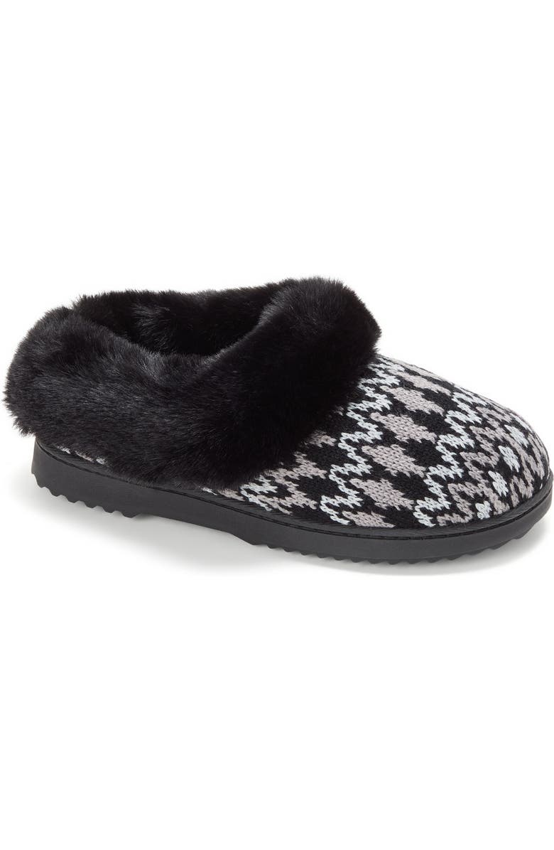 DEARFOAMS Hannah Festive Knit Clog Slipper, Main, color, Black Combo