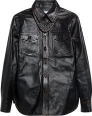 Bottega Veneta Intrecciato Rubbed Leather Shirt