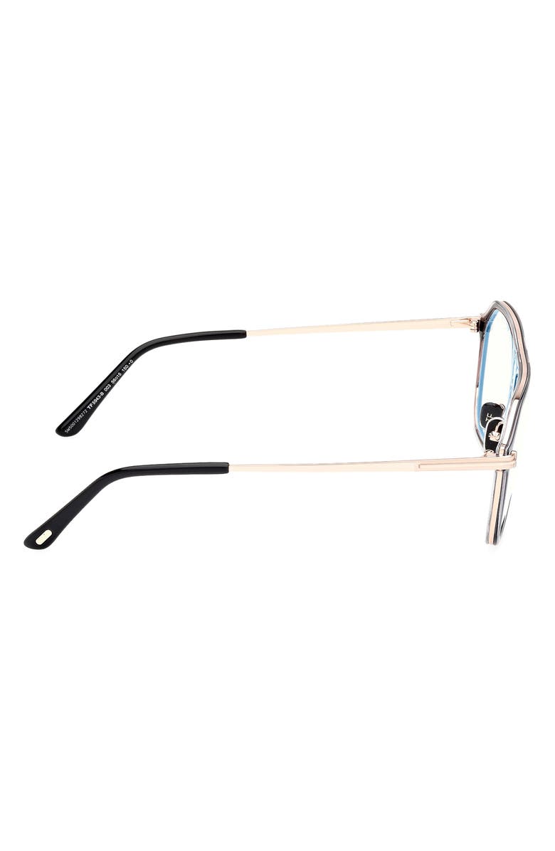 TOM FORD 56mm Pilot Blue Light Blocking Optical Glasses, Alternate, color, Black Crystal Rose Gold