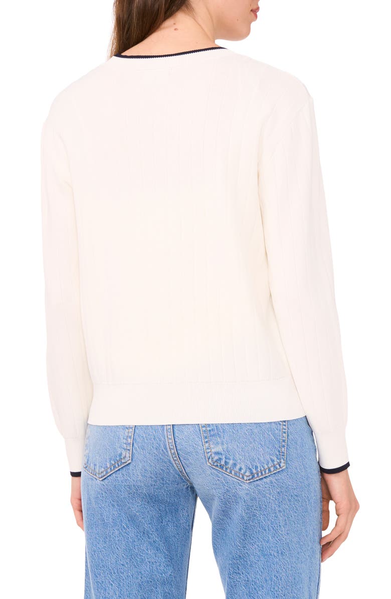 Halogen<sup>®</sup> Tipped V-Neck Cardigan, Alternate, color, New Ivory