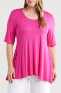 24seven Comfort Apparel Swing Asymmetric Hem Tunic Top
