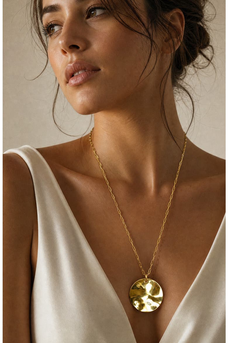 Textured Disc Pendant Necklace, Alternate, color, GOLD