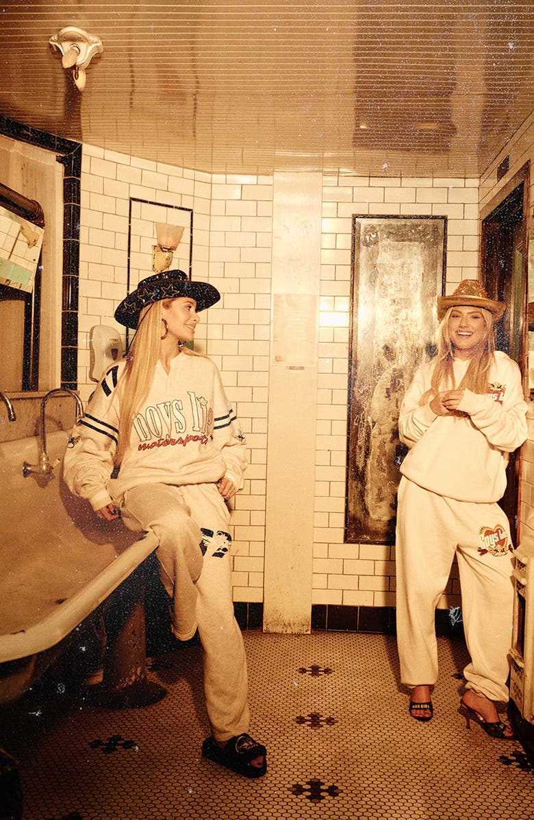 BOYS LIE Breakfast Beers Kimmy Graphic Sweatpants, Alternate, color, Cream