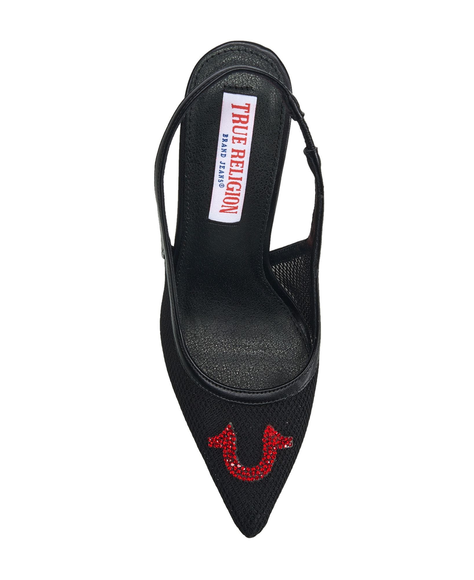 Ella Mesh Horseshoe Logo Heel, Alternate, color, Black