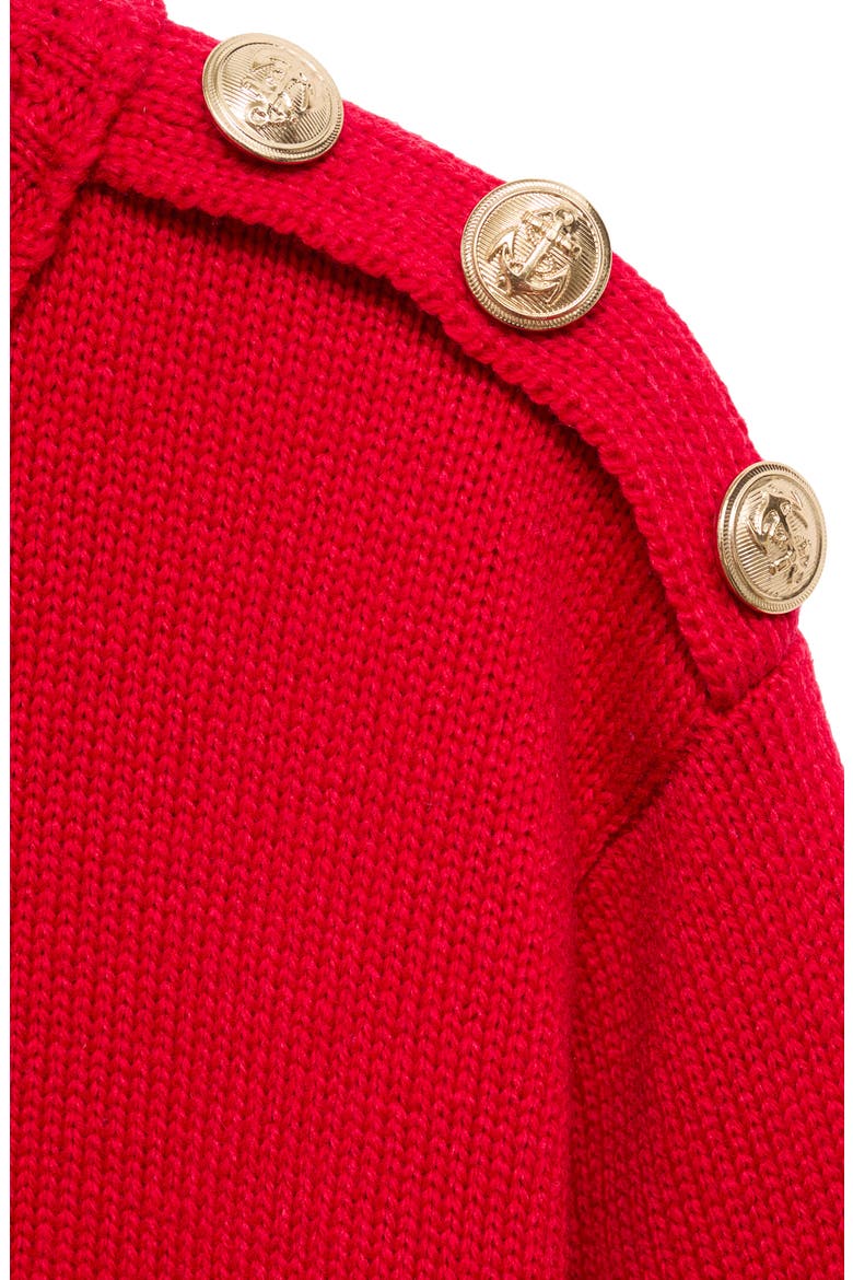 Button Shoulder Mock Neck Sweater, Alternate, color, RED