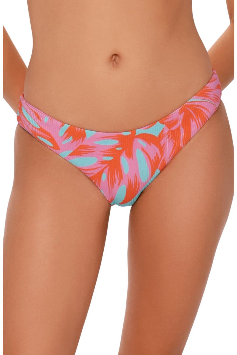 Chloe Bikini Swim Bottoms, Alternate, color, PALM DAZE RIB