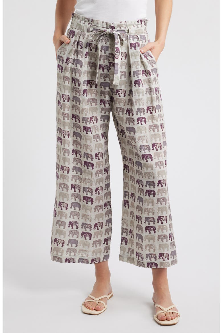 Print Tie Waist Crop Wide Leg Pants, Main, color, MULTI