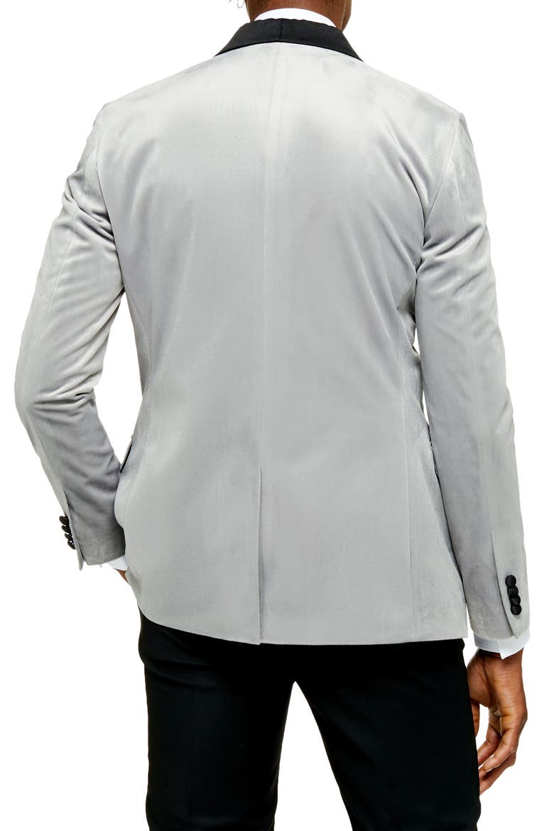 Velvet Skinny Fit Blazer, Alternate, color, SILVER