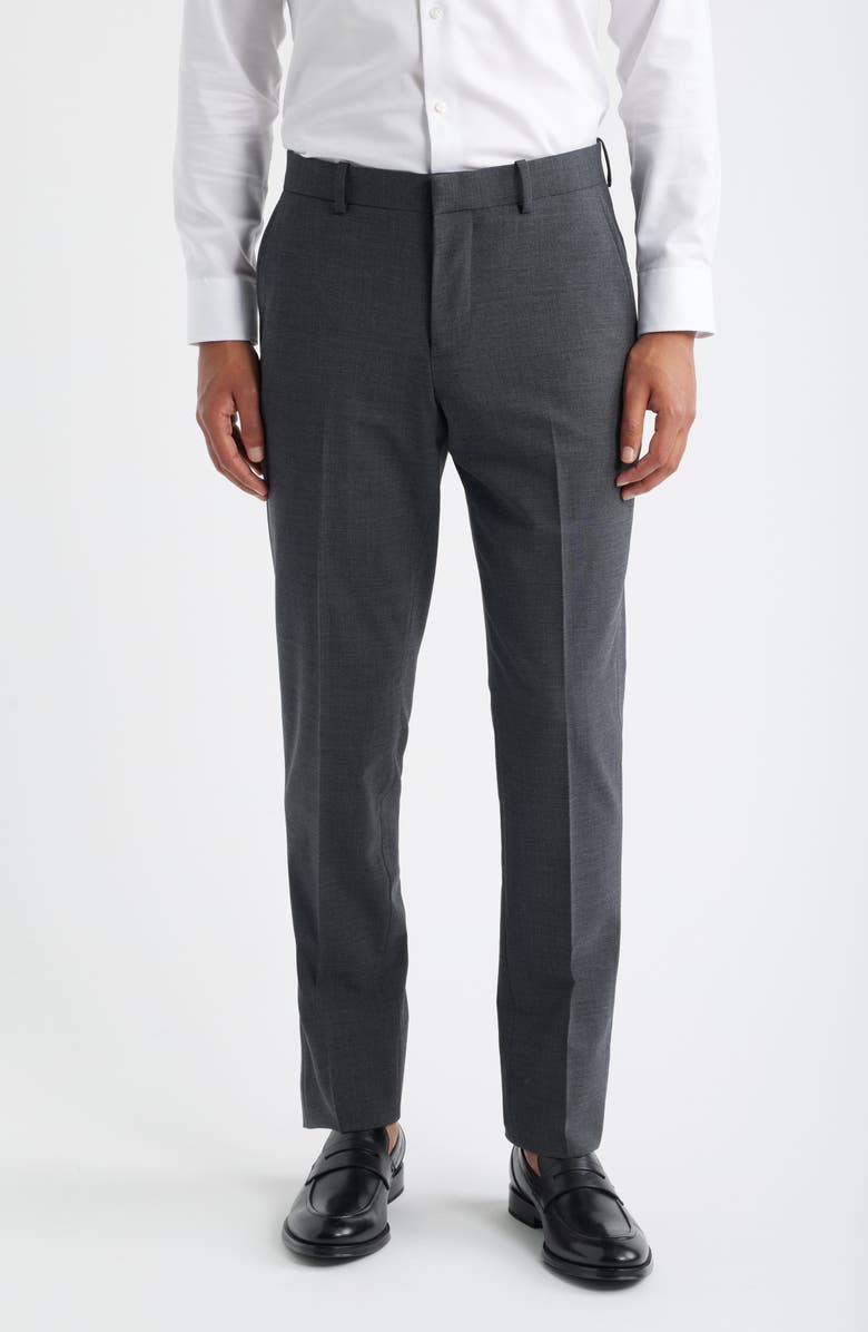 Nordstrom Henrik Trim Fit Solid Stretch Wool Suit Pants, Main, color, Grey Dark Heather