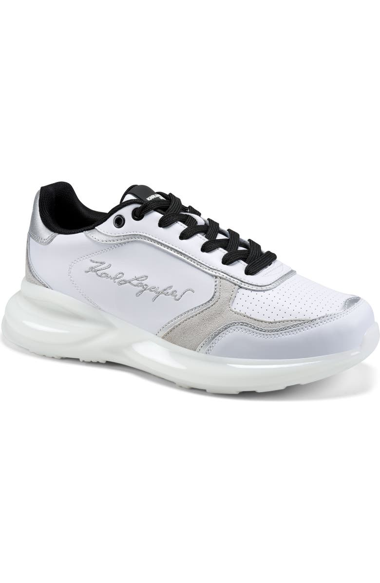 KARL LAGERFELD PARIS Gatan Side Logo Sneaker, Main, color, White/ Tan