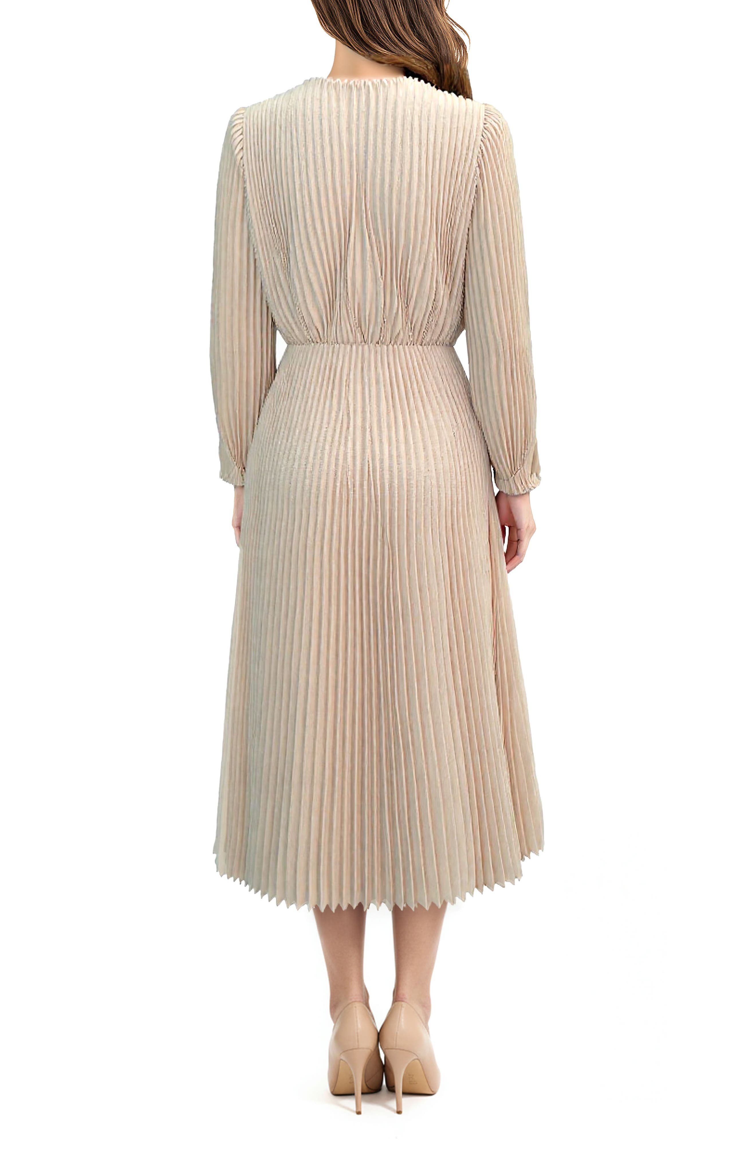 Long Sleeve Pleated Maxi Dress - image 2