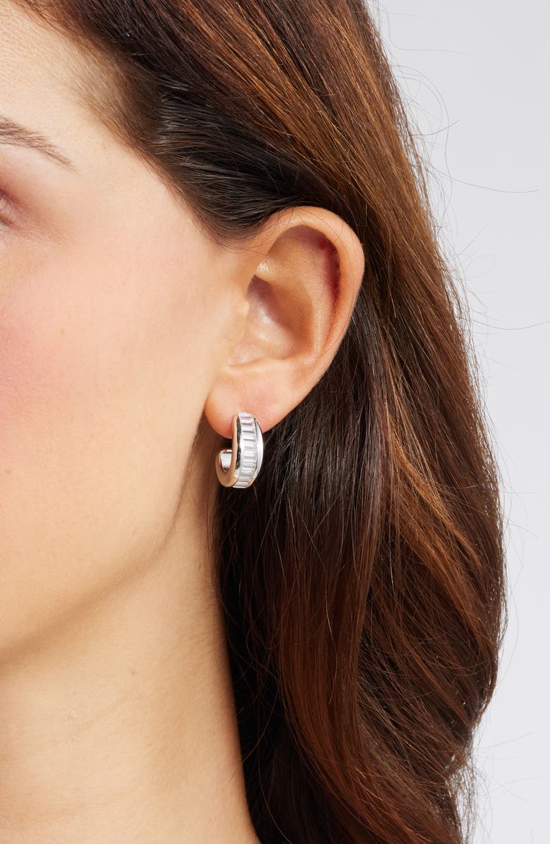 Nordstrom Baguette Cubic Zirconia Hoop Earrings, Alternate, color, 