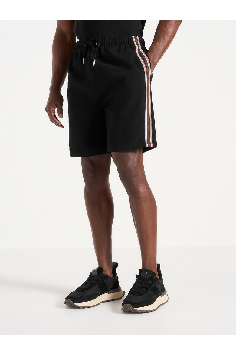 Taylor Taped Cotton Shorts, Main, color, Black