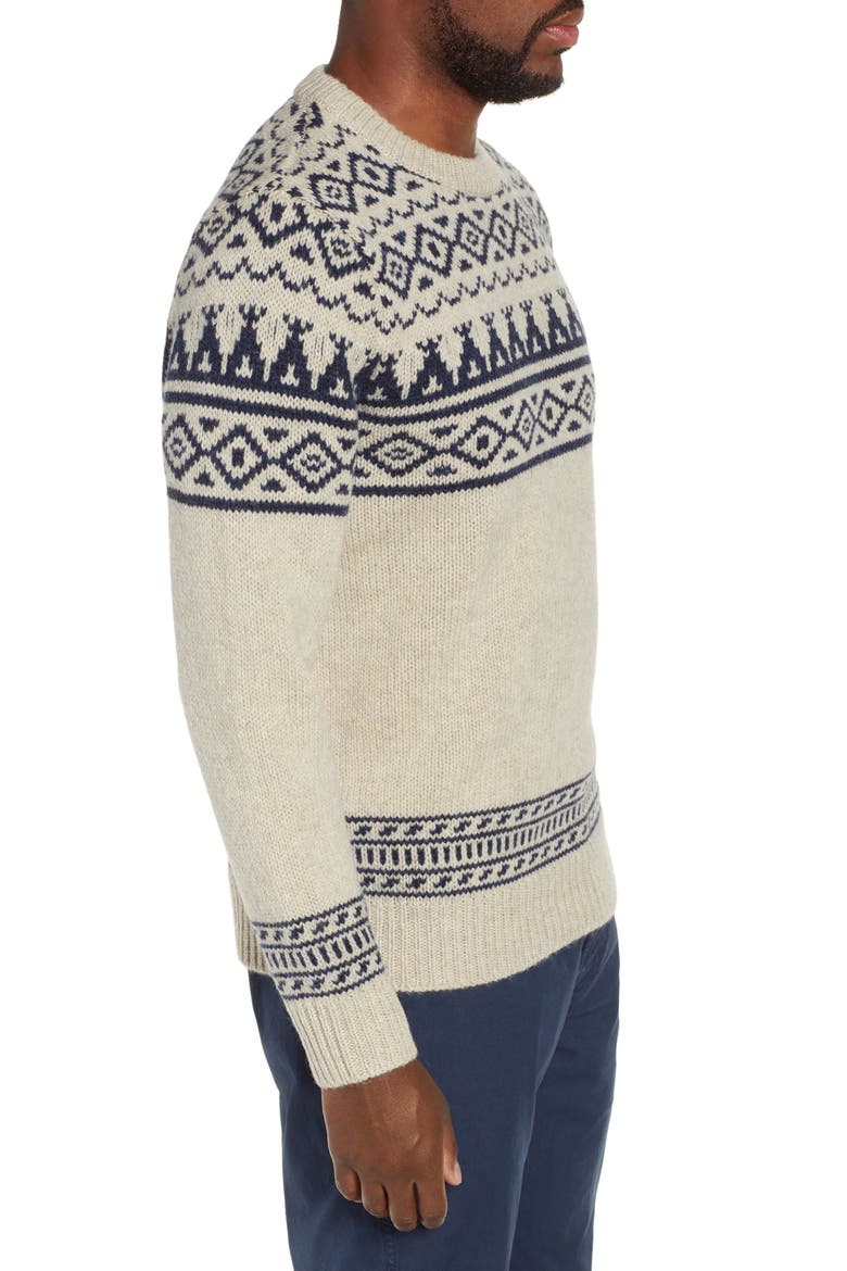 Wallace & Barnes Fair Isle Crewneck Sweater, Alternate, color, HEATHER OATMEAL