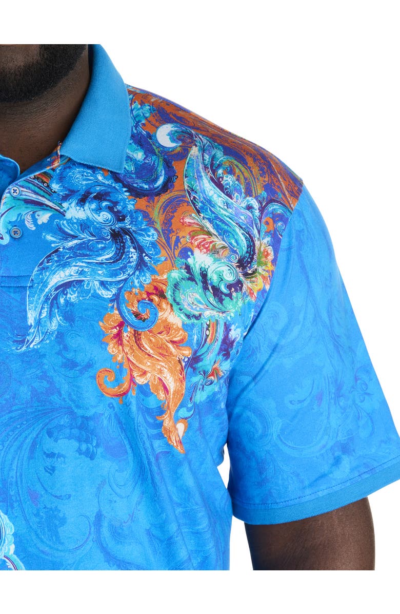 Robert Graham DXL Big & Tall  Royal Scroll Polo Shirt, Alternate, color, 