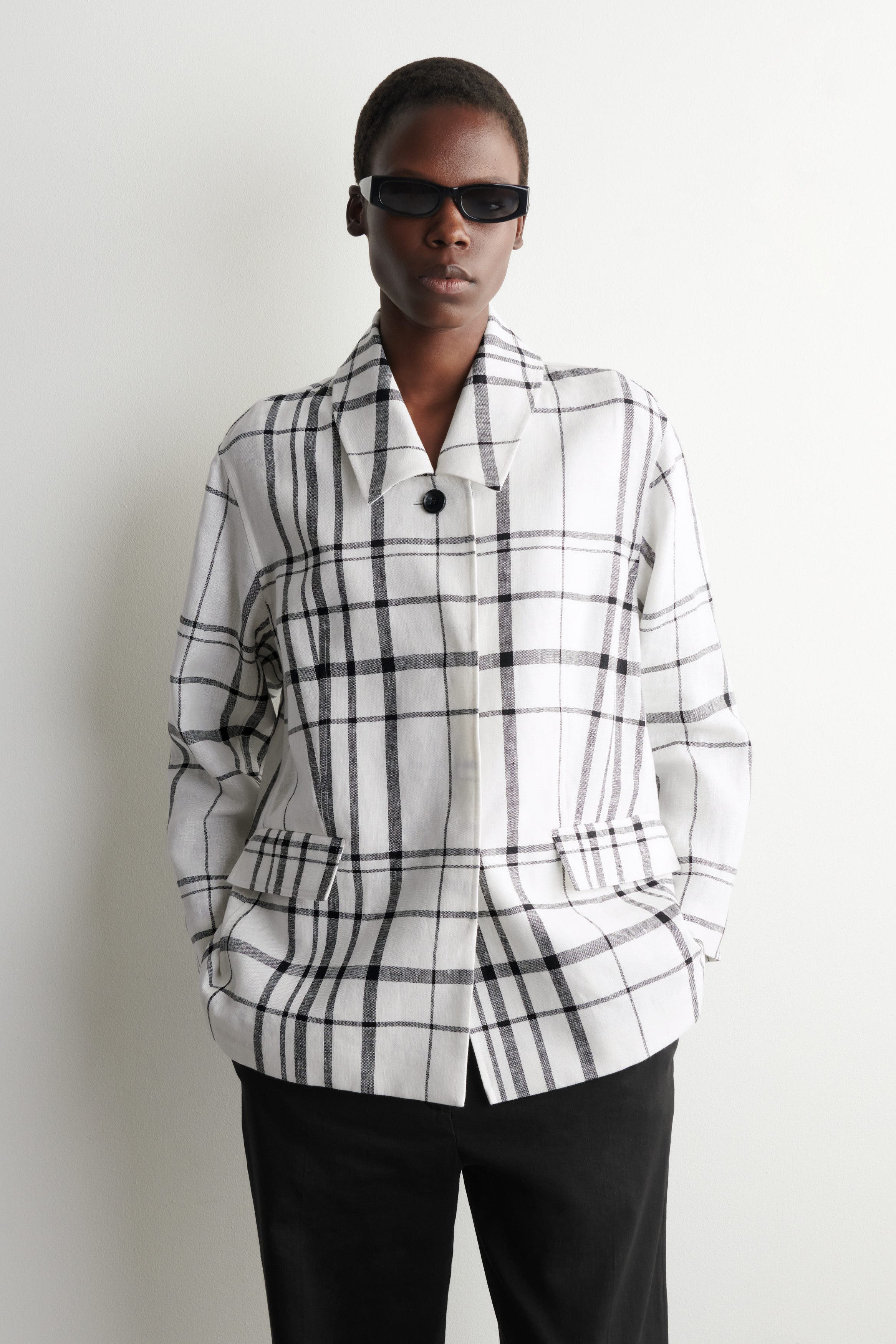 Checked Linen Blazer - image 2