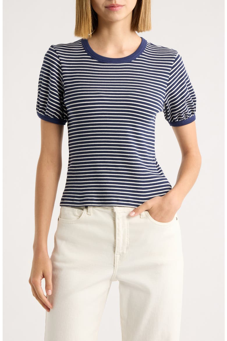 The Essential Rib Striped Tee, Main, color, NAVY MULTI