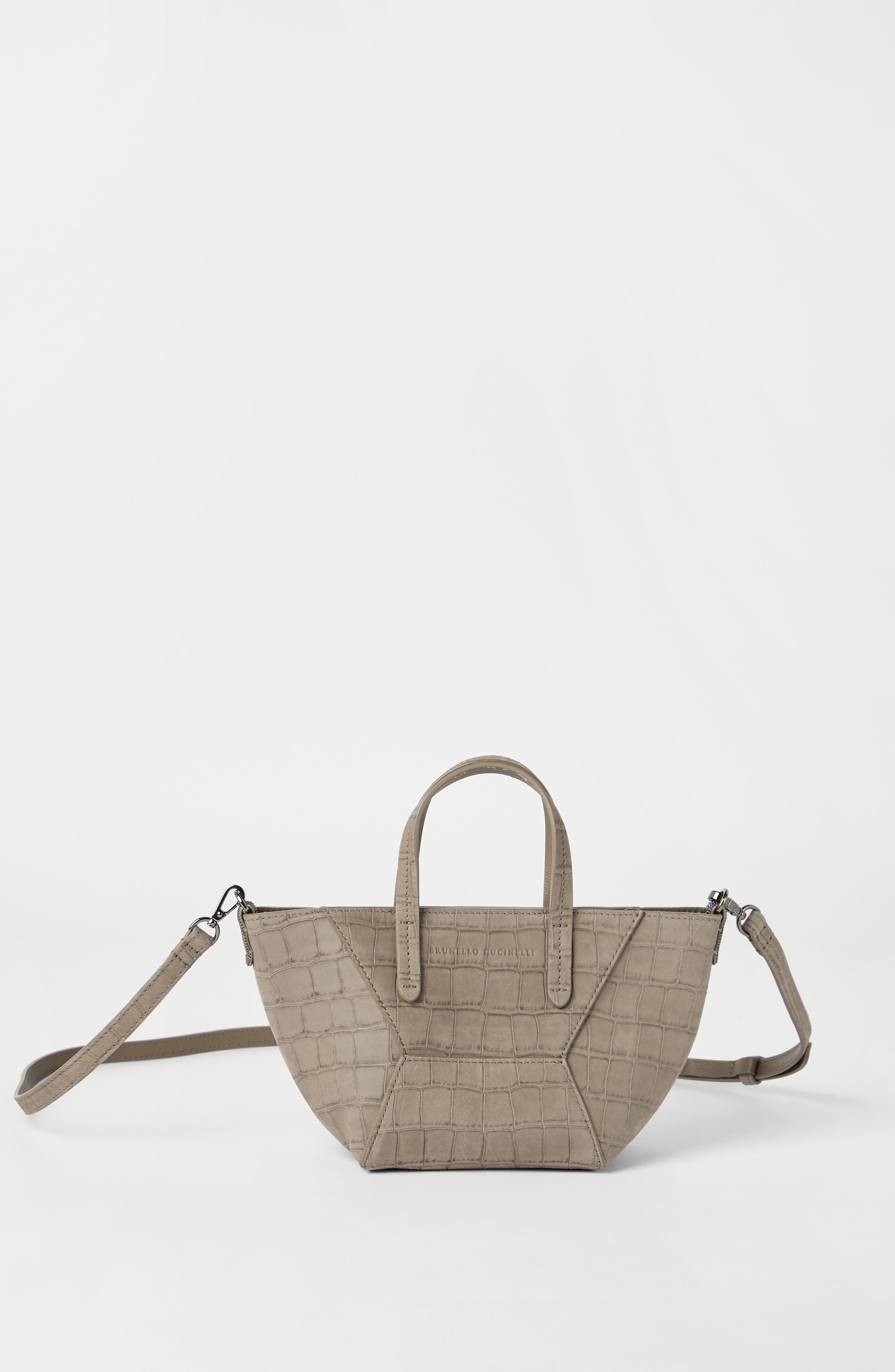 Brunello Cucinelli Croc print BC Duo mini bag, Alternate, color, Light Brown