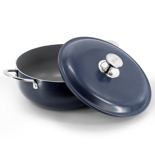 Oster Cartagena 7.4 Quart Nonstick Aluminum Caldero With Lid In Dark Blue In Blue