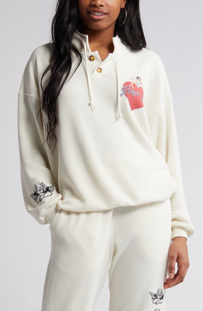 BOYS LIE On the Edge Waffle Knit Graphic Henley, Alternate, color,